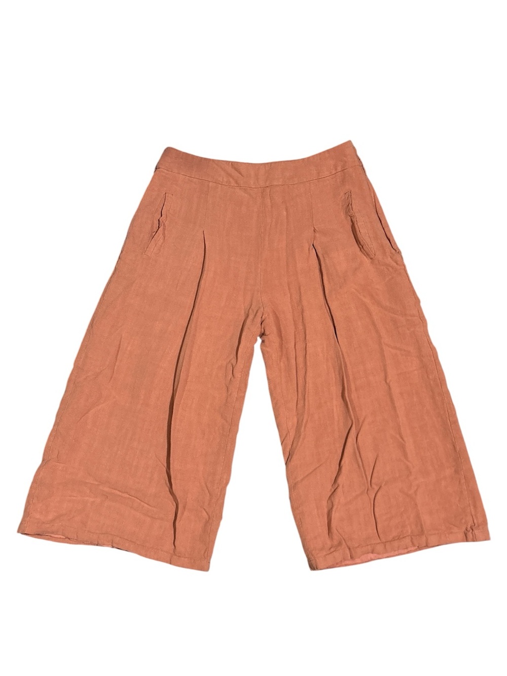 LOST IN LUNAR Wide Leg Cropped Bohemian Linen Blend Pants